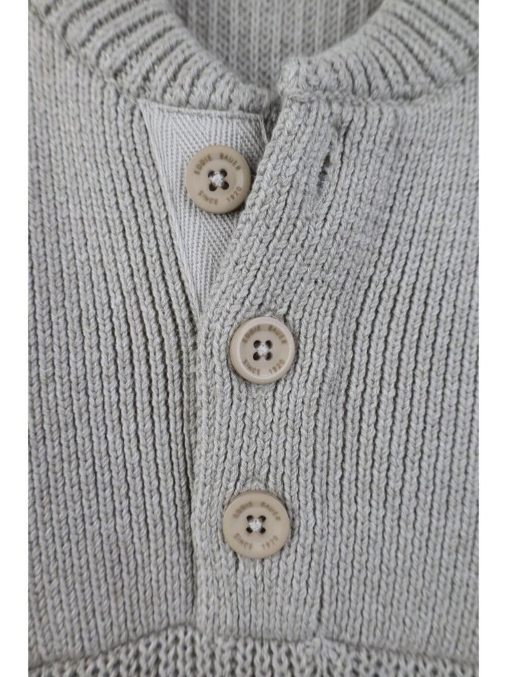 Vintage Eddie Bauer Mens XLT Blank Chunky Commando Ribbed Knit Henley Sweater - Picture 5 of 15